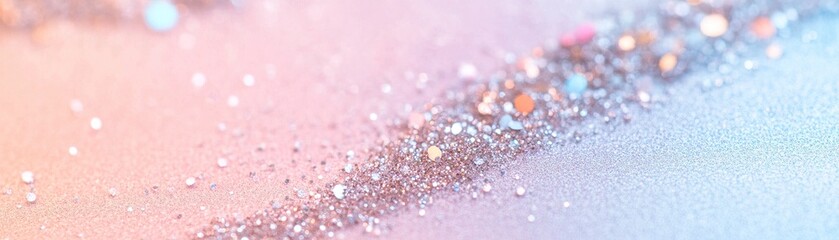 Poster - Soft pink transitions to baby blue with shimmering glitter scattered across the surface, perfect for inspiring creativity and adding a touch of elegance to various projects