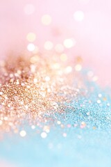 Poster - A beautiful pastel gradient blends from soft pink to baby blue, scattered with fine shimmering glitter dust, adding a touch of sparkle and elegance to the composition