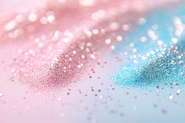 Poster - Soft pink transitions into baby blue, enhanced by scattered glitter dust, creating a whimsical backdrop perfect for crafts or digital designs that need a touch of elegance and charm