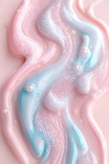 Poster - Swirls of blush, lilac, and sky blue resemble soft clouds, enhanced by sparkling glitter that adds a magical touch. This enchanting sight captivates and inspires creativity