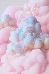 Poster - Soft clouds in pastel hues of blush, lilac, and sky blue swirl together, accented by sparkling glitter highlights for an enchanting look, evoking a sense of wonder and calm