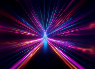 Wall Mural - vibrant, colorful light streaks converge and diverge, creating a dynamic, tunnel-like effect. the de