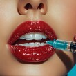 © bborriss - Woman receiving lip injection with syringe for cosmetic enhancement