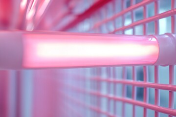 Poster - A vibrant retro-inspired neon grid in red and pink creates a dynamic background with soft glowing edges. The design offers ample space for creative text placement in the upper section