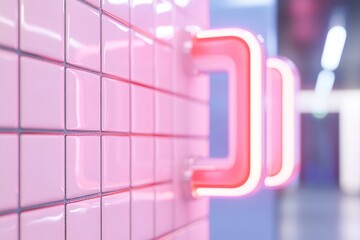 Poster - A vivid retro-inspired neon grid in red and pink fades softly into the background, providing ample space for text in the upper section. The glowing edges add depth to the design