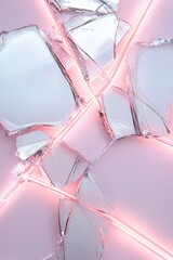 Poster - Cracked chrome reflects pink neon light, enhancing the dramatic effect of the shattered surface. This striking display features clear areas ideal for adding text or graphics