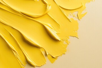 Poster - Layers of abstract yellow brush strokes dance over a soft yellow base, offering dynamic movement and texture