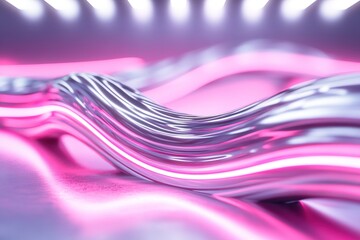 Poster - The image showcases a fascinating abstract liquid chrome texture with dynamic metallic ripples
