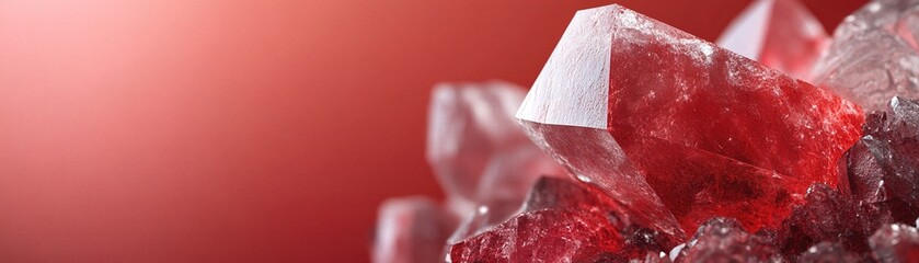 Poster - This abstract design showcases a rich red background adorned with a subtle faceted crystal texture. Bright lighting enhances the refined look while providing clear areas suitable for text placement