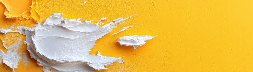 Poster - Bright yellow splatter effect radiates energy with hints of white and orange. The central area remains clear, making it perfect for overlaying text in various creative projects