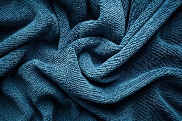 Soft blue fabric with intricate folds creates cozy and inviting