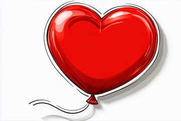 Wall Mural - red balloon sticker with contour, on white background