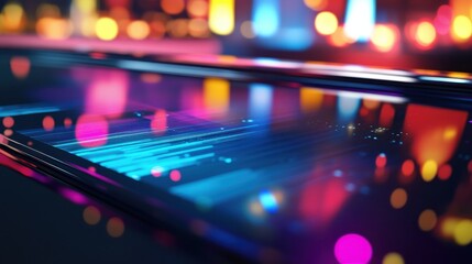 Poster - Colorful Abstract Background with Blurred Lights and Digital Patterns