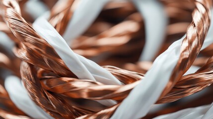 Poster - A clear and detailed shot of twisted copper wires covered with white electrical tape, symbolizing precise and safe electrical installations.