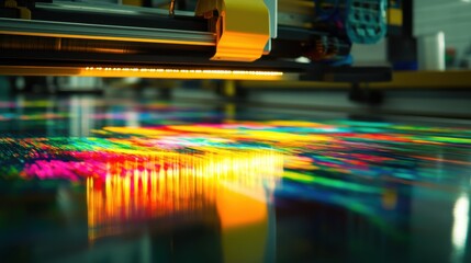 Poster - Colorful Abstract Reflection of Light from Printing Equipment