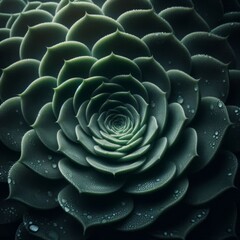 Wall Mural - Close-up view of a succulent plant, specifically focusing on its central rosette.
