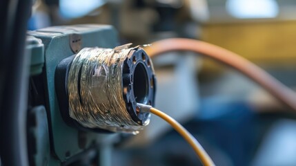 Poster - A close-up of an insulated wire repair in progress, with electrical tape being carefully wrapped around a frayed wire connection, showing electrical work in action.