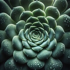 Wall Mural - Close-up view of a succulent plant, specifically focusing on its central rosette.
