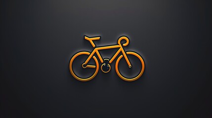 Wall Mural - A minimalist design of a bicycle with a golden outline, set against a dark grey background.