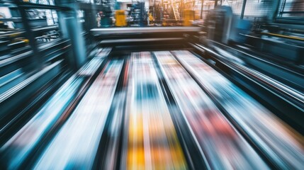 Poster - Dynamic Motion of Modern Printing Press with Vibrant Colors