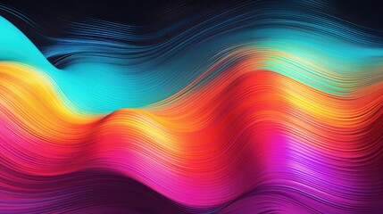 Poster - vibrant abstract waves of colorful curved lines in orange, blue, pink, and purple hues representing 
