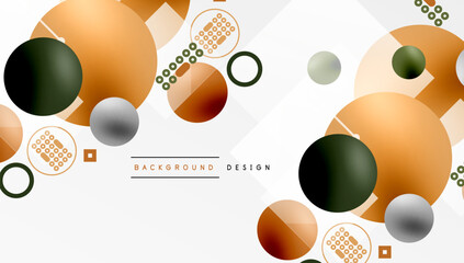 Poster - Minimalistic abstract vector design, layered geometric shapes circles, squares, and triangles with soft pastel gradients and semi-transparent effects. Perfect for contemporary use