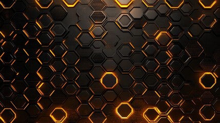 Aufkleber - A futuristic D-shaped hexagonal pattern with illuminated edges, offering a sleek, modern design for digital themes.