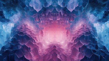 Poster - A futuristic design of hexagonal shapes in cyan and magenta, arranged in a gradient to create a layered, dynamic effect.