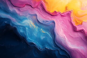 Wall Mural - Abstract Fluid Painting Blue Pink Yellow Swirls