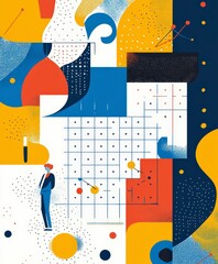 Poster - Abstract Geometric Illustration with Bold Colors and Modern Elements