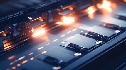 Poster - Futuristic Technology Close-Up with Glowing Lights and Circuitry