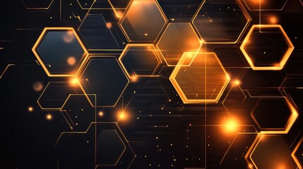 Poster - A glowing D hexagonal pattern with illuminated edges, showcasing a digital, modern design with a cutting-edge style.