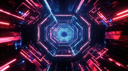 Poster - A glowing D hexagonal pattern with illuminated edges, showcasing a digital, modern design with a cutting-edge style.