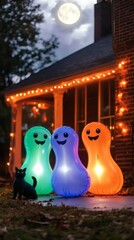 Poster - Three vibrant Halloween ghost inflatables