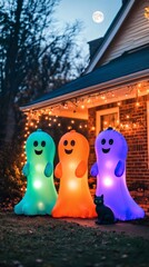 Poster - Three vibrant Halloween ghost inflatables