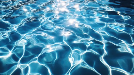 Poster - A high-angle view on a sunny summer day reveals the mesmerizing texture of a pool water, with ripples and reflections creating a peaceful and tranquil mosaic.