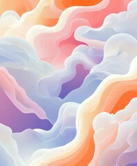 Poster - abstract waves of soft pastel colors in fluid motion and flowing shapes