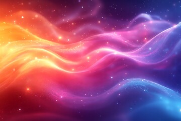 Wall Mural - Abstract Cosmic Waves of Vibrant Hues and Glittering Stardust