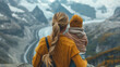© Muzamil - Autumn Mountain Trip Mother and Child Enjoying Scenic Views, Cozy Fall Adventure.