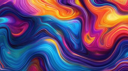 Poster - Vibrant Abstract Swirls in Psychedelic Colorful Patterns with Dynamic Fluid Movement and Energetic Visual Flowing Waves