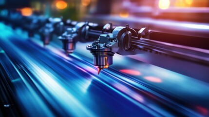 Poster - Precision Laser Cutting Machine in Action with Dynamic Lighting Effects