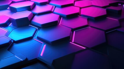Aufkleber - A series of hexagonal shapes in cyan and magenta gradient, creating a sleek, layered futuristic design.
