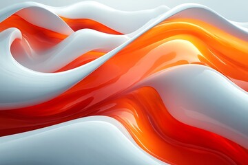 Wall Mural - Abstract Orange and White Liquid Wave Design