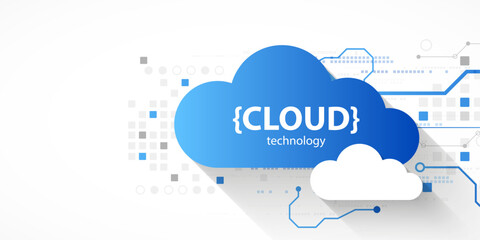 Fototapete - Cloud storage technology. Integrated digital web concept background.
