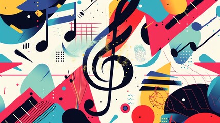 Poster - A vibrant and abstract digital art piece featuring a mix of geometric shapes in bright, bold colors, creating a dynamic and visually stimulating design.