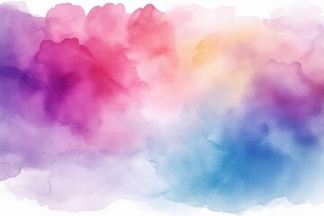 Poster - vivid watercolor background with soft blends of pink, purple, blue, and yellow for creative graphic 