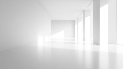 Poster - A subtle white gradient on a wide-screen canvas, with a blurred background offering a minimalist space perfect for beauty or design.