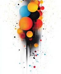 Poster - colorful abstract circles with dots and gradients on white background