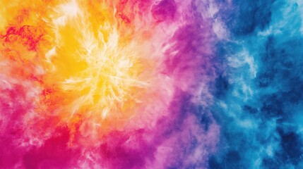 Wall Mural - Vibrant tie dye explosion with smooth color transitions in warm and cool tones