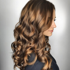 Poster - Curly hair styling showcasing warm tones and elegant texture